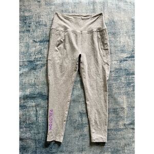 Beyond Yoga X Peloton Light Heathered Gray Purple Cropped High Rise Leggings M